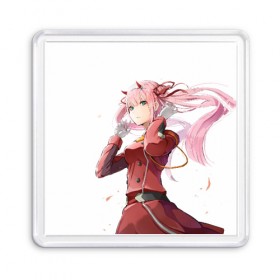 Магнит 55*55 с принтом Darling In The Franxx в Ухте, Пластик | Размер: 65*65 мм; Размер печати: 55*55 мм | 02 | anime | darling in the franxx | hiro | manga | zero two | аниме | ахегао | любимый во франксе | манга | милый во франксе | ноль два | хиро