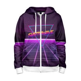 Детская толстовка 3D на молнии с принтом SYNTHWAVE / RETROWAVE в Ухте, 100% полиэстер |  манжеты и пояс оформлены широкой мягкой резинкой, двухслойный капюшон со шнурком для регулировки, спереди карманы и застежка-молния
 | hotline miami | neon | outrun | outrun electro | retrowave | synth | synthwave | неон | хотлайн майами