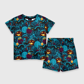 Детский костюм с шортами 3D с принтом Хэллоуин в Ухте,  |  | halloween | horror | кладбище | кресты | луна | пятница 13 | страшилки | страшно | тыква | тыквы | ужасы | хоррор | хэллоуин