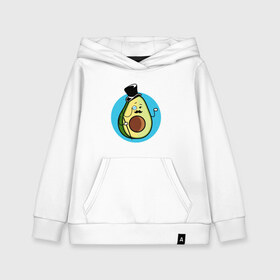 Детская толстовка хлопок с принтом Mr Avocado в Ухте, 100% хлопок | Круглый горловой вырез, эластичные манжеты, пояс, капюшен | Тематика изображения на принте: авокадо | еда | сеньор | сноб | усы | фрукты