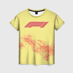 Женская футболка 3D с принтом F1 в Ухте, 100% полиэфир ( синтетическое хлопкоподобное полотно) | прямой крой, круглый вырез горловины, длина до линии бедер | 