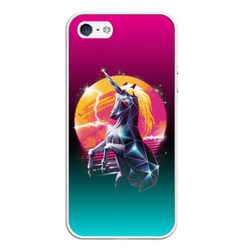Чехол для iPhone 5/5S матовый с принтом РЕТРО ЕДИНОРОГ НЕОН в Ухте, Силикон | Область печати: задняя сторона чехла, без боковых панелей | hotline miami | neon | outrun | outrun electro | retro | retrowave | synth | synthwave | неон | ретро | хотлайн майами
