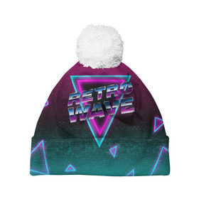 Шапка 3D c помпоном с принтом SYNTHWAVE / RETROWAVE в Ухте, 100% полиэстер | универсальный размер, печать по всей поверхности изделия | hotline miami | neon | new retro wave | outrun | outrun electro | retro | retrowave | synth | synthwave | неон | ретро | хотлайн майами
