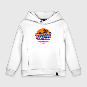 Детское худи Oversize хлопок с принтом RETROWAVE в Ухте, френч-терри — 70% хлопок, 30% полиэстер. Мягкий теплый начес внутри —100% хлопок | боковые карманы, эластичные манжеты и нижняя кромка, капюшон на магнитной кнопке | Тематика изображения на принте: hotline miami | neon | new retro wave | outrun | outrun electro | retro | retrowave | synth | synthwave | неон | ретро | хотлайн майами