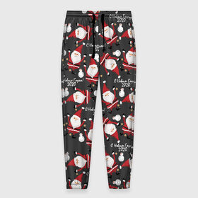 Мужские брюки 3D с принтом С Новым Годом! в Ухте, 100% полиэстер | манжеты по низу, эластичный пояс регулируется шнурком, по бокам два кармана без застежек, внутренняя часть кармана из мелкой сетки | Тематика изображения на принте: 