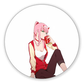 Коврик для мышки круглый с принтом Darling In The Franxx в Ухте, резина и полиэстер | круглая форма, изображение наносится на всю лицевую часть | Тематика изображения на принте: 02 | anime | darling in the franxx | hiro | manga | zero two | аниме | ахегао | любимый во франксе | манга | милый во франксе | ноль два | хиро
