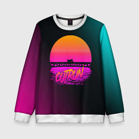 Детский свитшот 3D с принтом OUTRUN RETROWAVE в Ухте, 100% полиэстер | свободная посадка, прямой крой, мягкая тканевая резинка на рукавах и понизу свитшота | hotline miami | neon | new retro wave | outrun | outrun electro | retro | retrowave | synth | synthwave | неон | ретро | хотлайн майами