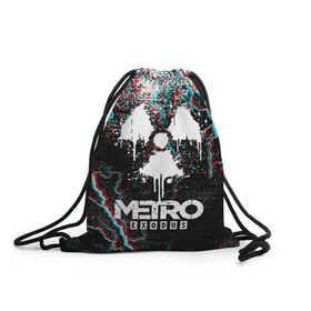 Рюкзак-мешок 3D с принтом METRO EXODUS GLITCH в Ухте, 100% полиэстер | плотность ткани — 200 г/м2, размер — 35 х 45 см; лямки — толстые шнурки, застежка на шнуровке, без карманов и подкладки | exodus | horror | metro 2033 | metro exodus | sparta | survival | артём | игры | исход | метро | метро 2035 | спарта | спартанцы