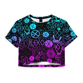 Женская футболка Cropp-top EXO BAND LOGOBOMBING: в Ухте, 100% полиэстер | круглая горловина, длина футболки до линии талии, рукава с отворотами | d.o. | exo | exo band | exo k | exo m | пэкхён | чен | эхо