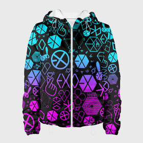 Женская куртка 3D EXO BAND LOGOBOMBING: в Ухте, ткань верха — 100% полиэстер, подклад — флис | прямой крой, подол и капюшон оформлены резинкой с фиксаторами, два кармана без застежек по бокам, один большой потайной карман на груди. Карман на груди застегивается на липучку | d.o. | exo | exo band | exo k | exo m | пэкхён | чен | эхо