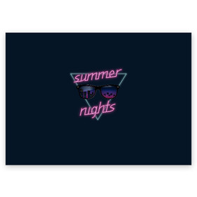 Поздравительная открытка с принтом Summer Nights в Ухте, 100% бумага | плотность бумаги 280 г/м2, матовая, на обратной стороне линовка и место для марки
 | 80 | cyber | game | hotline | hotlinemiami | maiami | music | nights | outrun | retro | retrowave | summer | synth | synthwave | игра | кибер | лето | ночь | ретро