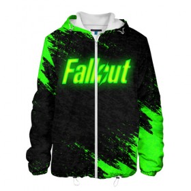 Мужская куртка 3D с принтом FALLOUT в Ухте, ткань верха — 100% полиэстер, подклад — флис | прямой крой, подол и капюшон оформлены резинкой с фиксаторами, два кармана без застежек по бокам, один большой потайной карман на груди. Карман на груди застегивается на липучку | Тематика изображения на принте: 