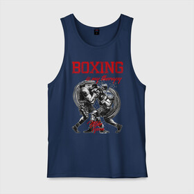 Мужская майка хлопок с принтом Boxing is my therapy в Ухте, 100% хлопок |  | boxing | mike tyson | my therapy | бокс | майк тайсон