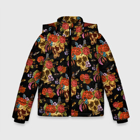 Зимняя куртка для мальчиков 3D с принтом Skulls and Roses в Ухте, ткань верха — 100% полиэстер; подклад — 100% полиэстер, утеплитель — 100% полиэстер | длина ниже бедра, удлиненная спинка, воротник стойка и отстегивающийся капюшон. Есть боковые карманы с листочкой на кнопках, утяжки по низу изделия и внутренний карман на молнии. 

Предусмотрены светоотражающий принт на спинке, радужный светоотражающий элемент на пуллере молнии и на резинке для утяжки | flowers | halloween | rose | skull | tattoo | жуки | насекомые | роза | тату | татуировка | хеллоуин | хэллоуин | цветок | цветы | череп