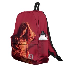 Рюкзак 3D с принтом BILLIE EILISH в Ухте, 100% полиэстер | лямки с регулируемой длиной, сверху петелька, чтобы рюкзак можно было повесить на вешалку. Основное отделение закрывается на молнию, как и внешний карман. Внутри два дополнительных кармана, один из которых закрывается на молнию. По бокам два дополнительных кармашка | bilie | billi | billie | eilish | eillish | elish | ellish | айлиш | алиш | били | билли | эйлиш | элиш