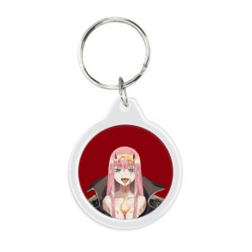 Брелок круглый с принтом Darling In The Franxx в Ухте, пластик и полированная сталь | круглая форма, металлическое крепление в виде кольца | 
