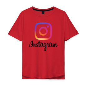 Мужская футболка хлопок Oversize с принтом Instagram в Ухте, 100% хлопок | свободный крой, круглый ворот, “спинка” длиннее передней части | application | instagram | инстаграм | приложение