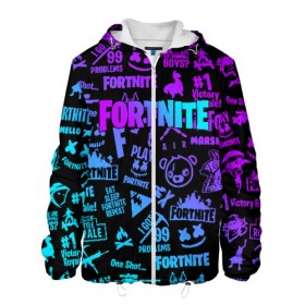Мужская куртка 3D с принтом FORTNITE x MARSHMELLO в Ухте, ткань верха — 100% полиэстер, подклад — флис | прямой крой, подол и капюшон оформлены резинкой с фиксаторами, два кармана без застежек по бокам, один большой потайной карман на груди. Карман на груди застегивается на липучку | fortnite | fortnite x | marshmello | маршмелло | фортнайт