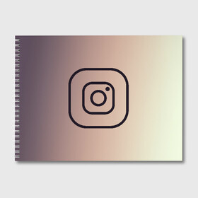 Альбом для рисования с принтом instagram(simple logo) в Ухте, 100% бумага
 | матовая бумага, плотность 200 мг. | instagram | logo | инстаграм | лого | мягкие цвета | приложение | простая картинка | фотоаппарат | черная картинка | черный | черный значок | черный цвет