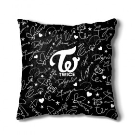 Подушка 3D с принтом TWICE АВТОГРАФЫ в Ухте, наволочка – 100% полиэстер, наполнитель – холлофайбер (легкий наполнитель, не вызывает аллергию). | состоит из подушки и наволочки. Наволочка на молнии, легко снимается для стирки | twice | дахён | мины | момо | наён | саны | твайс | цзыюй | чеён | чонён