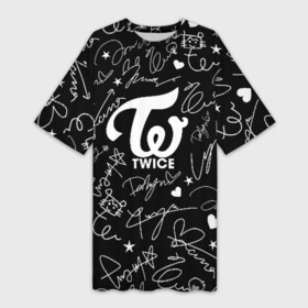 Платье-футболка 3D с принтом TWICE АВТОГРАФЫ в Ухте,  |  | twice | дахён | мины | момо | наён | саны | твайс | цзыюй | чеён | чонён