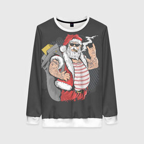 Женский свитшот 3D с принтом Bad santa в Ухте, 100% полиэстер с мягким внутренним слоем | круглый вырез горловины, мягкая резинка на манжетах и поясе, свободная посадка по фигуре | 