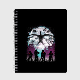 Тетрадь с принтом Stranger Things в Ухте, 100% бумага | 48 листов, плотность листов — 60 г/м2, плотность картонной обложки — 250 г/м2. Листы скреплены сбоку удобной пружинной спиралью. Уголки страниц и обложки скругленные. Цвет линий — светло-серый
 | 11 | buster | demogorgon | ghost | stranger things | демогоргон | загадочные события | изнанка | кино | монстр | охотники | очень странные дела | приведения | сериал | фильм
