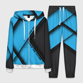 Мужской костюм 3D Live Fast blue: в Ухте, 100% полиэстер | Манжеты и пояс оформлены тканевой резинкой, двухслойный капюшон со шнурком для регулировки, карманы спереди | абстракция | геометрия | линии | минимализм