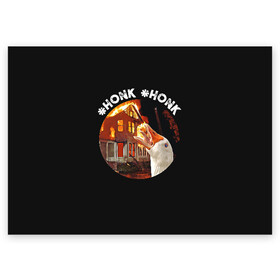 Поздравительная открытка с принтом Honk Honk I am Goose в Ухте, 100% бумага | плотность бумаги 280 г/м2, матовая, на обратной стороне линовка и место для марки
 | Тематика изображения на принте: angry goose | goose | honk | гусь | злой гусь | хонк