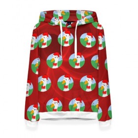 Женская толстовка 3D с принтом Untitled New Year Goose в Ухте, 100% полиэстер  | двухслойный капюшон со шнурком для регулировки, мягкие манжеты на рукавах и по низу толстовки, спереди карман-кенгуру с мягким внутренним слоем. | christmas | goose | new year | гусь | красная | мем | новый год | рождество