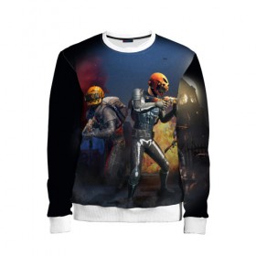 Детский свитшот 3D с принтом PUBG HALLOWEEN в Ухте, 100% полиэстер | свободная посадка, прямой крой, мягкая тканевая резинка на рукавах и понизу свитшота | Тематика изображения на принте: battle royal | playerunknowns battlegrounds | pubg | пабг | пубг