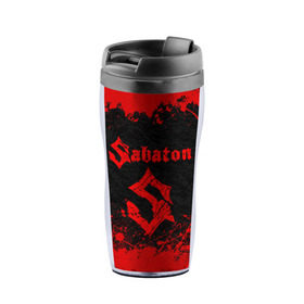 Термокружка-непроливайка с принтом SABATON в Ухте, внутренняя часть — пищевой пластик, наружная часть — прозрачный пластик, между ними — полиграфическая вставка с рисунком | объем — 350 мл, герметичная крышка | sabaton | даниель муллбак | йоаким броден | крис рёланд | оскар монтелиус | пэр сундстрём | рикард сунден | сабатон | тоббе энглунд | томми юханссон | ханнес ван дал