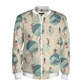 Мужской бомбер 3D с принтом лыжники в Ухте, 100% полиэстер | застегивается на молнию, по бокам два кармана без застежек, по низу бомбера и на воротнике - эластичная резинка | горы | зима | лыжи | природа | снег | спорт