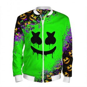 Мужской бомбер 3D с принтом MARSHMELLO HALLOWEEN в Ухте, 100% полиэстер | застегивается на молнию, по бокам два кармана без застежек, по низу бомбера и на воротнике - эластичная резинка | america | dj | halloween | marshmello | marshmello halloween | usa | америка | маршмелло | маршмелло хеллоуин | хеллоуин | хэллоуин