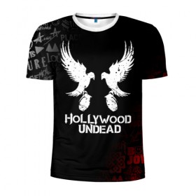 Мужская футболка 3D спортивная с принтом HOLLYWOOD UNDEAD в Ухте, 100% полиэстер с улучшенными характеристиками | приталенный силуэт, круглая горловина, широкие плечи, сужается к линии бедра | deuce | hollywood undead | hu | j dog | shady jeff | голливуд | голливудская нежить | даниэль мурильо | джордан террелл | джордж артур рейган | дилан альварес | мэттью сент клер | нежить