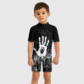 Детский купальный костюм 3D с принтом DEATH STRANDING | DS в Ухте, Полиэстер 85%, Спандекс 15% | застежка на молнии на спине | Тематика изображения на принте: death stranding | kojima | kojima productions | кодзима | мадс микельсон | норман ридус