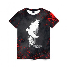Женская футболка 3D с принтом HOLLYWOOD UNDEAD в Ухте, 100% полиэфир ( синтетическое хлопкоподобное полотно) | прямой крой, круглый вырез горловины, длина до линии бедер | deuce | hollywood undead | hu | j dog | shady jeff | голливуд | голливудская нежить | даниэль мурильо | джордан террелл | джордж артур рейган | дилан альварес | мэттью сент клер | нежить