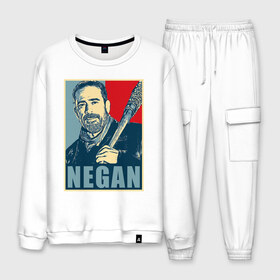 Мужской костюм хлопок с принтом Negan Hope в Ухте, 100% хлопок | на свитшоте круглая горловина, мягкая резинка по низу. Брюки заужены к низу, на них два вида карманов: два “обычных” по бокам и два объемных, с клапанами, расположенные ниже линии бедра. Брюки с мягкой трикотажной резинкой на поясе и по низу штанин. В поясе для дополнительного комфорта — широкие завязки | dead | death | lucille | negan | rick | the walking dead | zombie | граймс | дерил | дэрил | зомби | люсиль | мертвецы | мишон | ниган | рик | спасители | ходячие | шепчущиеся