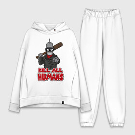 Женский костюм хлопок Oversize с принтом The Walking Bot в Ухте,  |  | dead | death | lucille | negan | rick | the walking dead | zombie | граймс | дерил | дэрил | зомби | люсиль | мертвецы | мишон | ниган | рик | спасители | ходячие | шепчущиеся