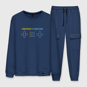 Мужской костюм хлопок с принтом TOMORROW X TOGETHER (TXT) в Ухте, 100% хлопок | на свитшоте круглая горловина, мягкая резинка по низу. Брюки заужены к низу, на них два вида карманов: два “обычных” по бокам и два объемных, с клапанами, расположенные ниже линии бедра. Брюки с мягкой трикотажной резинкой на поясе и по низу штанин. В поясе для дополнительного комфорта — широкие завязки | k pop | kpop | together | tomorrow | tomorrow x together | txt | к поп | кей | кейпоп | кпоп | поп