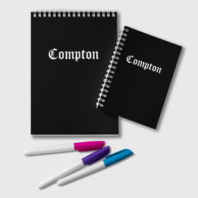 Блокнот с принтом COMPTON в Ухте, 100% бумага | 48 листов, плотность листов — 60 г/м2, плотность картонной обложки — 250 г/м2. Листы скреплены удобной пружинной спиралью. Цвет линий — светло-серый
 | Тематика изображения на принте: compton | dj yella | dr. dre | eazy e | ice cube | mc ren | n.w.a | nwa | straight outta compton | west side | западная сторона | комптон