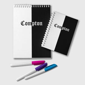 Блокнот с принтом COMPTON в Ухте, 100% бумага | 48 листов, плотность листов — 60 г/м2, плотность картонной обложки — 250 г/м2. Листы скреплены удобной пружинной спиралью. Цвет линий — светло-серый
 | Тематика изображения на принте: compton | dj yella | dr. dre | eazy e | ice cube | mc ren | n.w.a | nwa | straight outta compton | west side | западная сторона | комптон