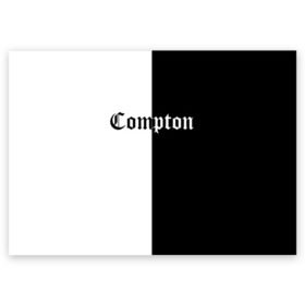 Поздравительная открытка с принтом COMPTON в Ухте, 100% бумага | плотность бумаги 280 г/м2, матовая, на обратной стороне линовка и место для марки
 | Тематика изображения на принте: compton | dj yella | dr. dre | eazy e | ice cube | mc ren | n.w.a | nwa | straight outta compton | west side | западная сторона | комптон