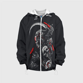 Детская куртка 3D Cyberpunk: в Ухте, 100% полиэстер | застежка — молния, подол и капюшон оформлены резинкой с фиксаторами, по бокам — два кармана без застежек, один потайной карман на груди, плотность верхнего слоя — 90 г/м2; плотность флисового подклада — 260 г/м2 | art | cyberpunk | киборг | коса | птица | робот | череп