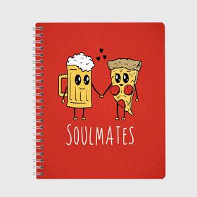 Тетрадь с принтом Beer в Ухте, 100% бумага | 48 листов, плотность листов — 60 г/м2, плотность картонной обложки — 250 г/м2. Листы скреплены сбоку удобной пружинной спиралью. Уголки страниц и обложки скругленные. Цвет линий — светло-серый
 | beer | pizza | soulmates | кружка | пицца