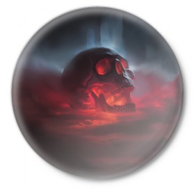 Значок с принтом ЧЕРЕП в Ухте,  металл | круглая форма, металлическая застежка в виде булавки | 