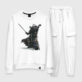 Женский костюм хлопок с принтом Warhammer 40 000 Сhaos в Ухте, 100% хлопок | на свитшоте круглая горловина, мягкая резинка по низу. Брюки заужены к низу, на них два вида карманов: два 