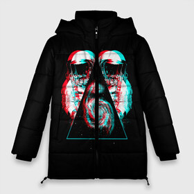 Женская зимняя куртка 3D с принтом Cosmo Glitch в Ухте, верх — 100% полиэстер; подкладка — 100% полиэстер; утеплитель — 100% полиэстер | длина ниже бедра, силуэт Оверсайз. Есть воротник-стойка, отстегивающийся капюшон и ветрозащитная планка. 

Боковые карманы с листочкой на кнопках и внутренний карман на молнии | astronaut | black | black hole | cosmonaut | cosmos | glitch | hole | space | spaceman | глитч | глич | дыра | космонавт | космонавты | космос | черная | черная дыра