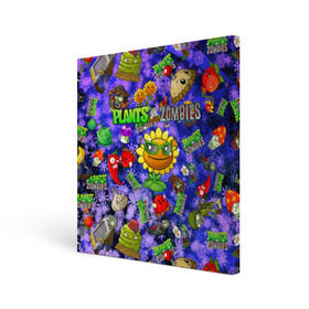 Холст квадратный с принтом Plants vs Zombies в Ухте, 100% ПВХ |  | Тематика изображения на принте: plant | zombies | зомби | растения | растения против зомби