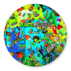 Коврик для мышки круглый с принтом Plants vs Zombies в Ухте, резина и полиэстер | круглая форма, изображение наносится на всю лицевую часть | plant | zombies | зомби | растения | растения против зомби